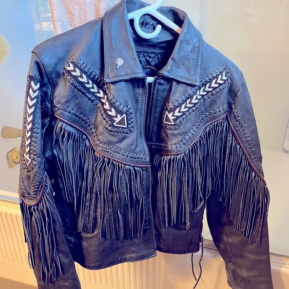 Vance LEATHER women’s riding jacket hand beaded
